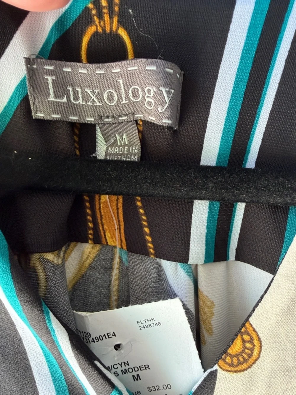 Dress by Luxology Chain-Print Belted Midi Dress in Black, Cream Size M Medium - Picture 2 of 5